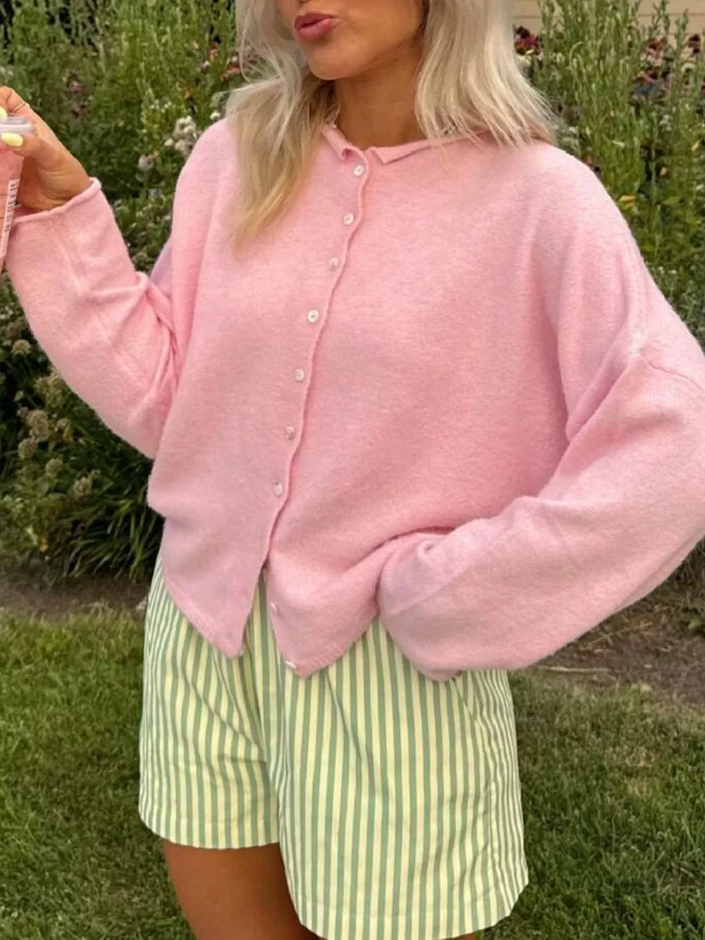 Button-Down Dropped Shoulder Cardigan, image 5