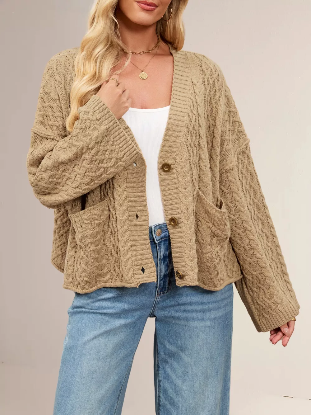 Cable Knit Button-Down Cardigan, image 18