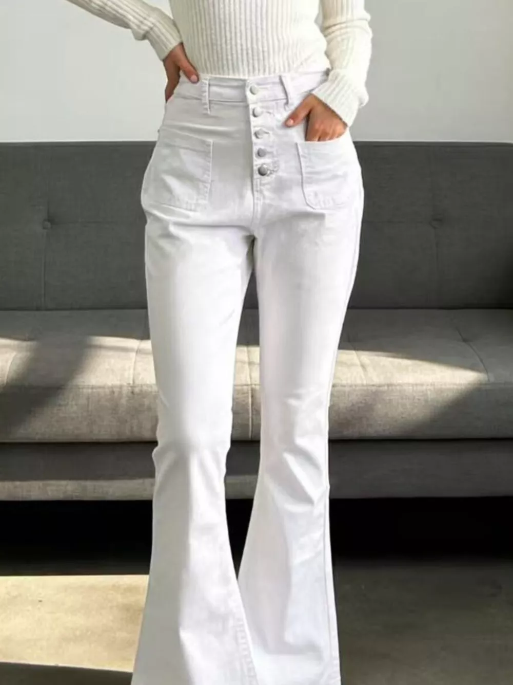 Full Size High-Waisted Button-Fly Flare Jeans Plus Size, image 3