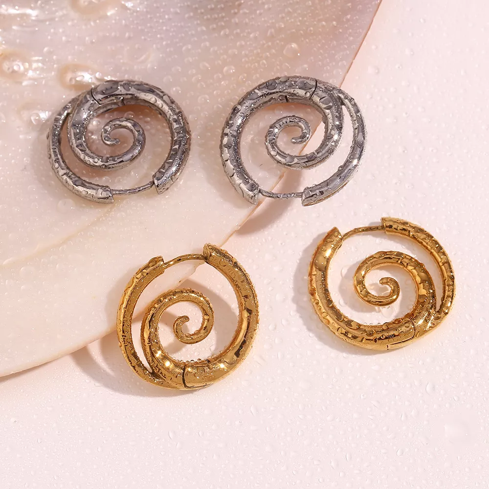Stainless Steel Spiral Hoop Earrings, image 4