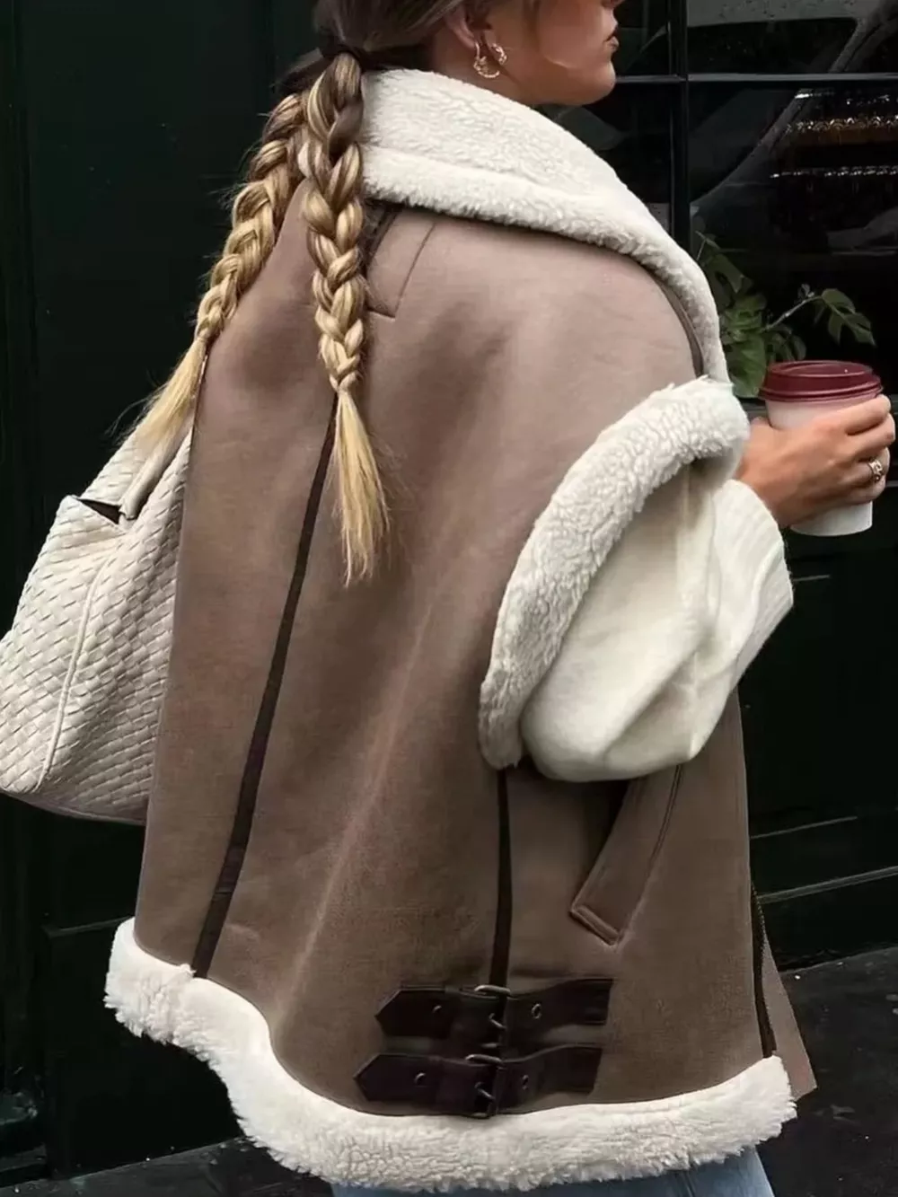 Cozy Faux Shearling Trim Vest Coat, image 3