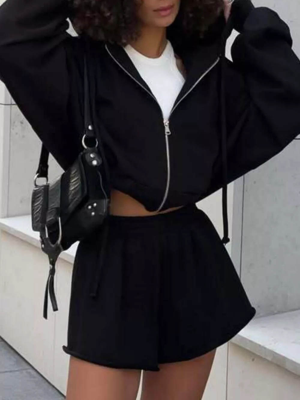 Zip Up Long Sleeve Outerwear and Shorts Set, image 13