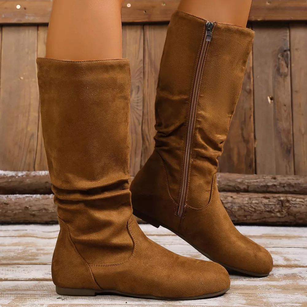 Round Toe Side Zip Boots, image 6