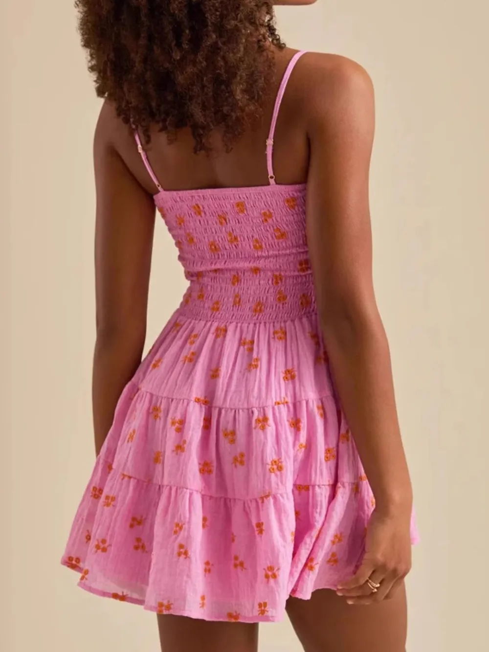 Floral Smocked Tiered Mini Cami Dress, image 4