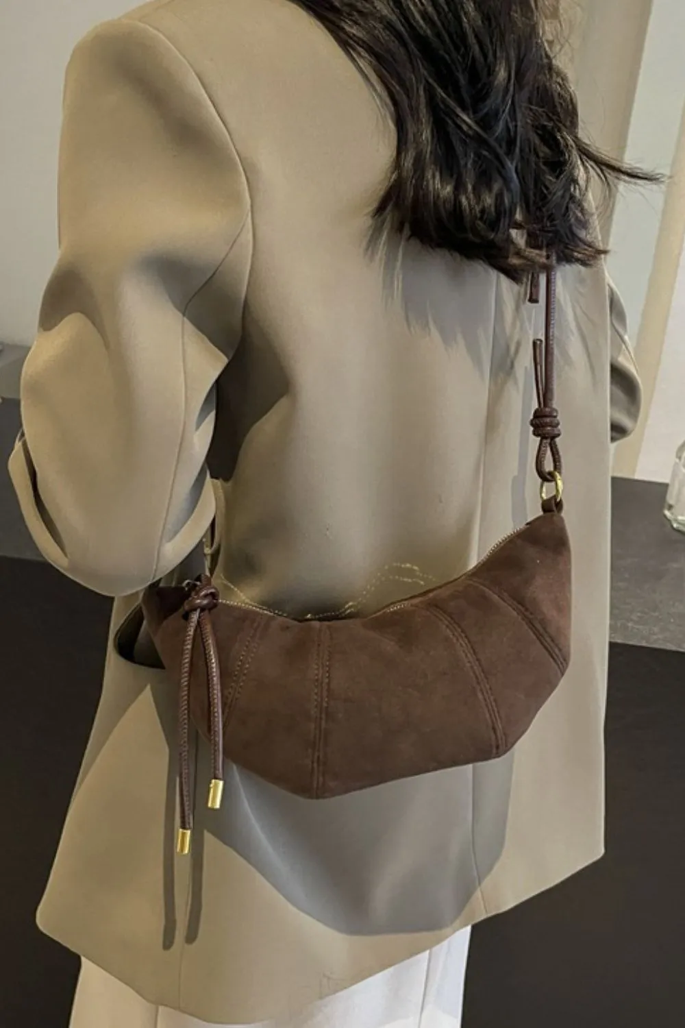 PU Leather Strap Suede Shoulder Bag, image 13