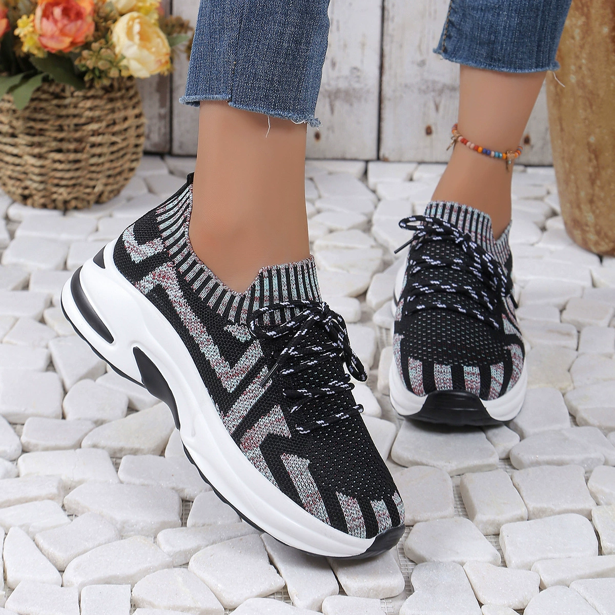 Round Toe Platform Sneakers, image 5
