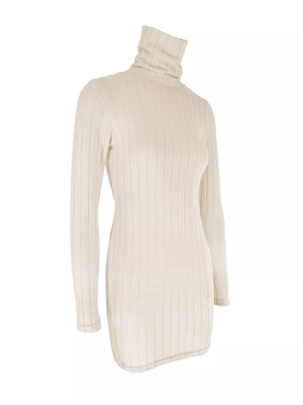 Turtleneck Ribbed Bodycon Mini Dress, image 6