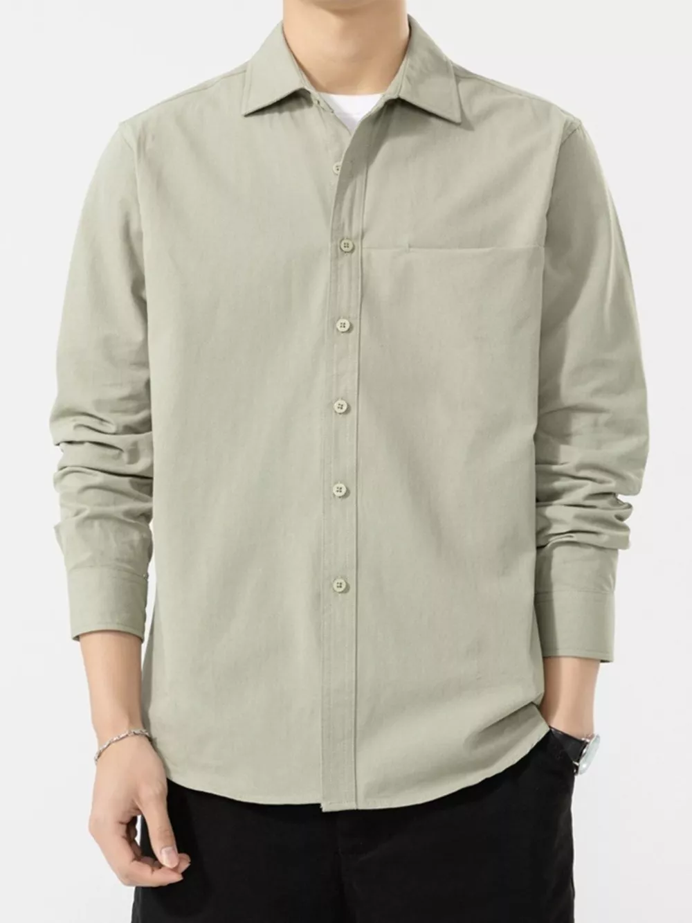 Men's Plus Size Button Up Long Sleeve Shirt, image 2