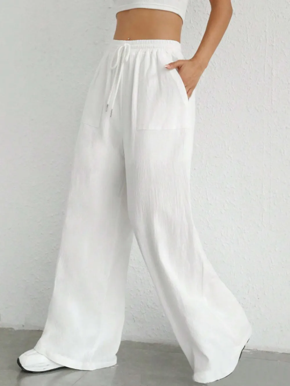 Drawstring Wide Leg Pants, image 4