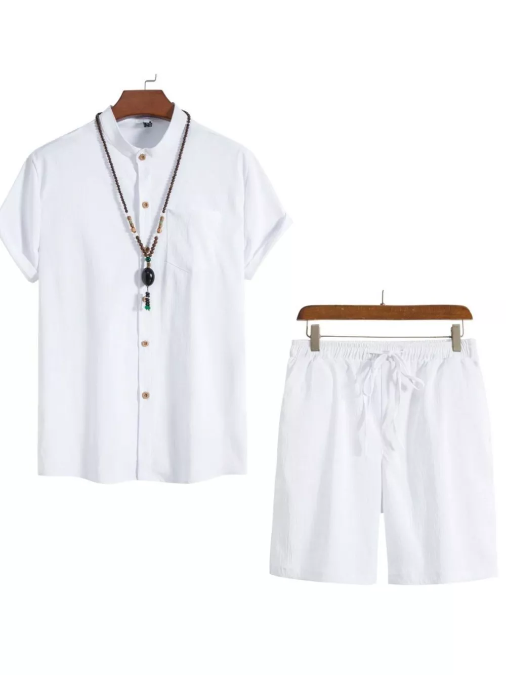 Men's Plus Size Casual Short Sleeve Shirt and Shorts Set, image 2