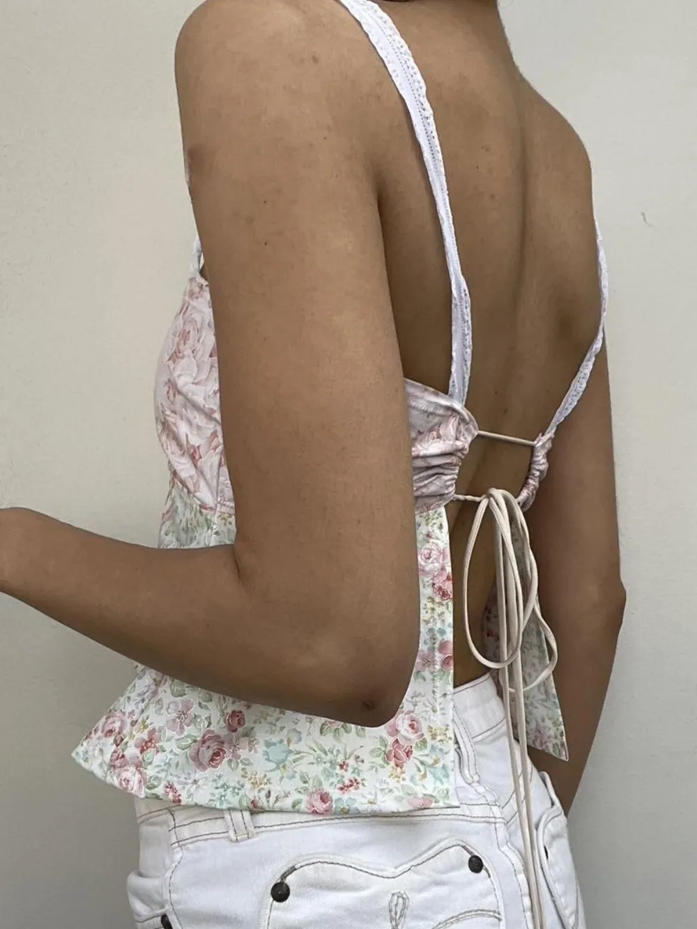 Lace Detail Floral Sweetheart Neck Cami, image 8