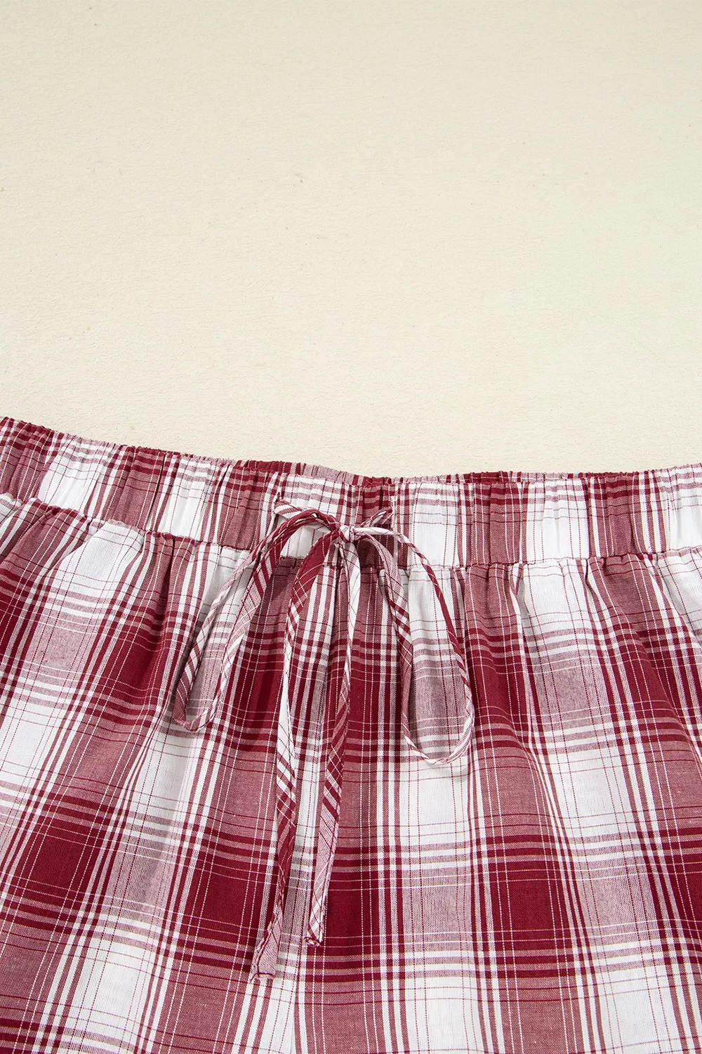 Plaid Long Sleeve Shirt and Drawstring Shorts Lounge Set, image 5