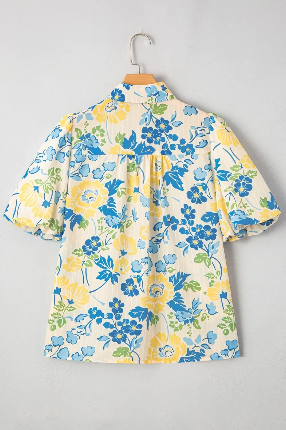 Printed Puff Sleeve Button Down Summer Shirt, image 4