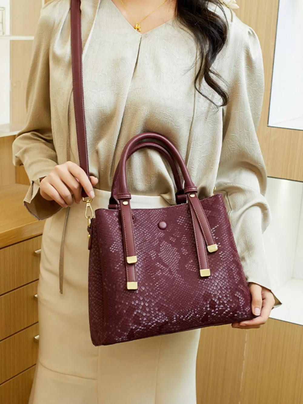 Snakeskin Pattern Handbag, image 6