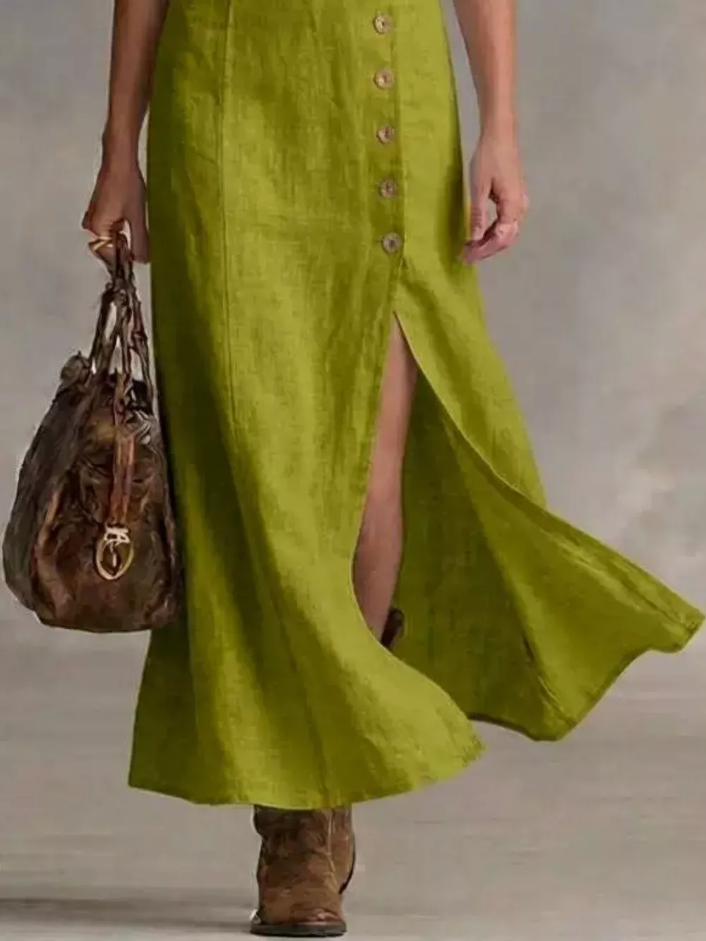 Slit Button-Down Midi Dress, image 12
