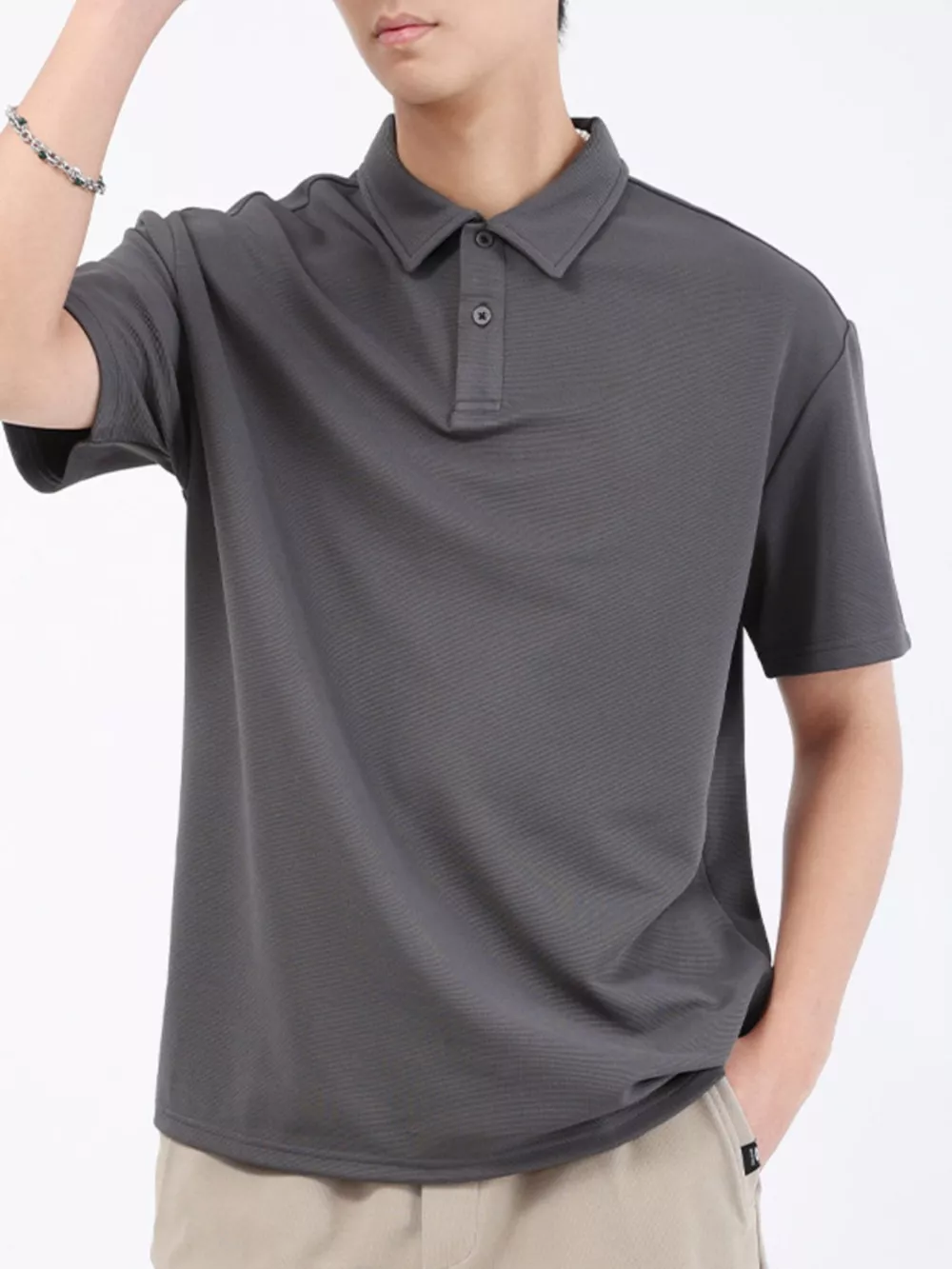 Men's Plus Size Textured Breathable Performance Polo, image 2