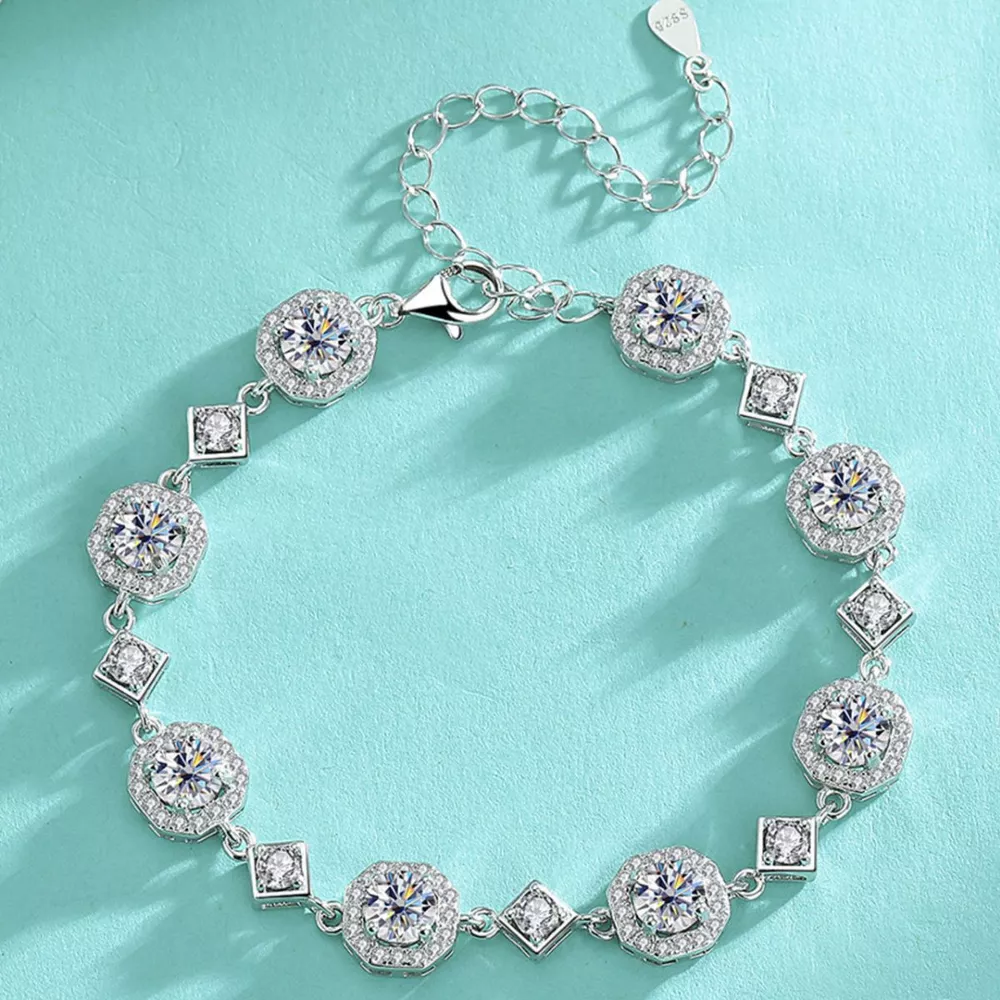 4 Carat 925 Sterling Silver Moissanite Bracelet, image 3