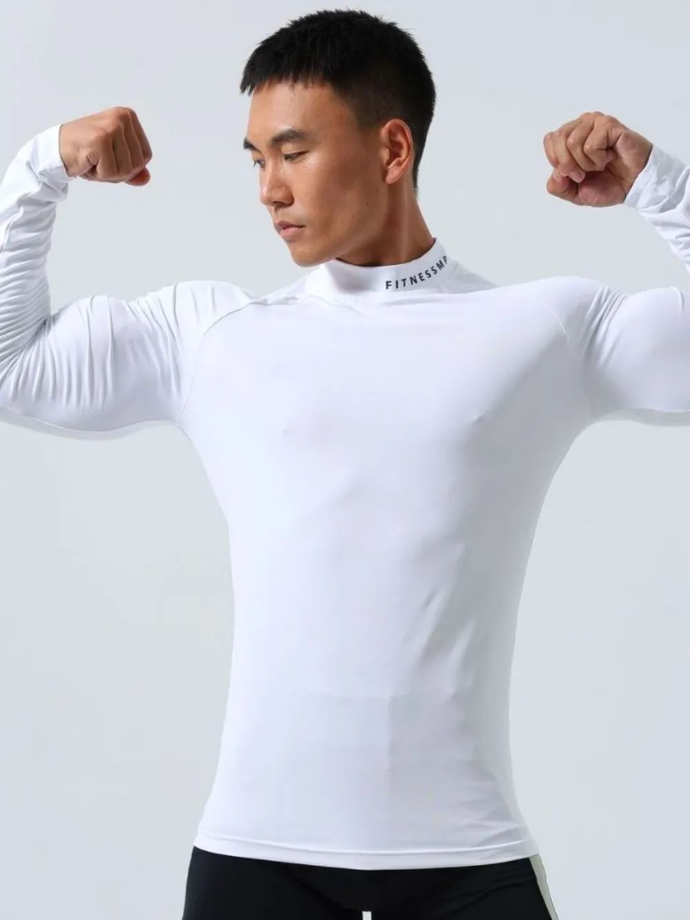 Men's Plus Size Mock Neck Long Sleeve T-Shirt, image 4
