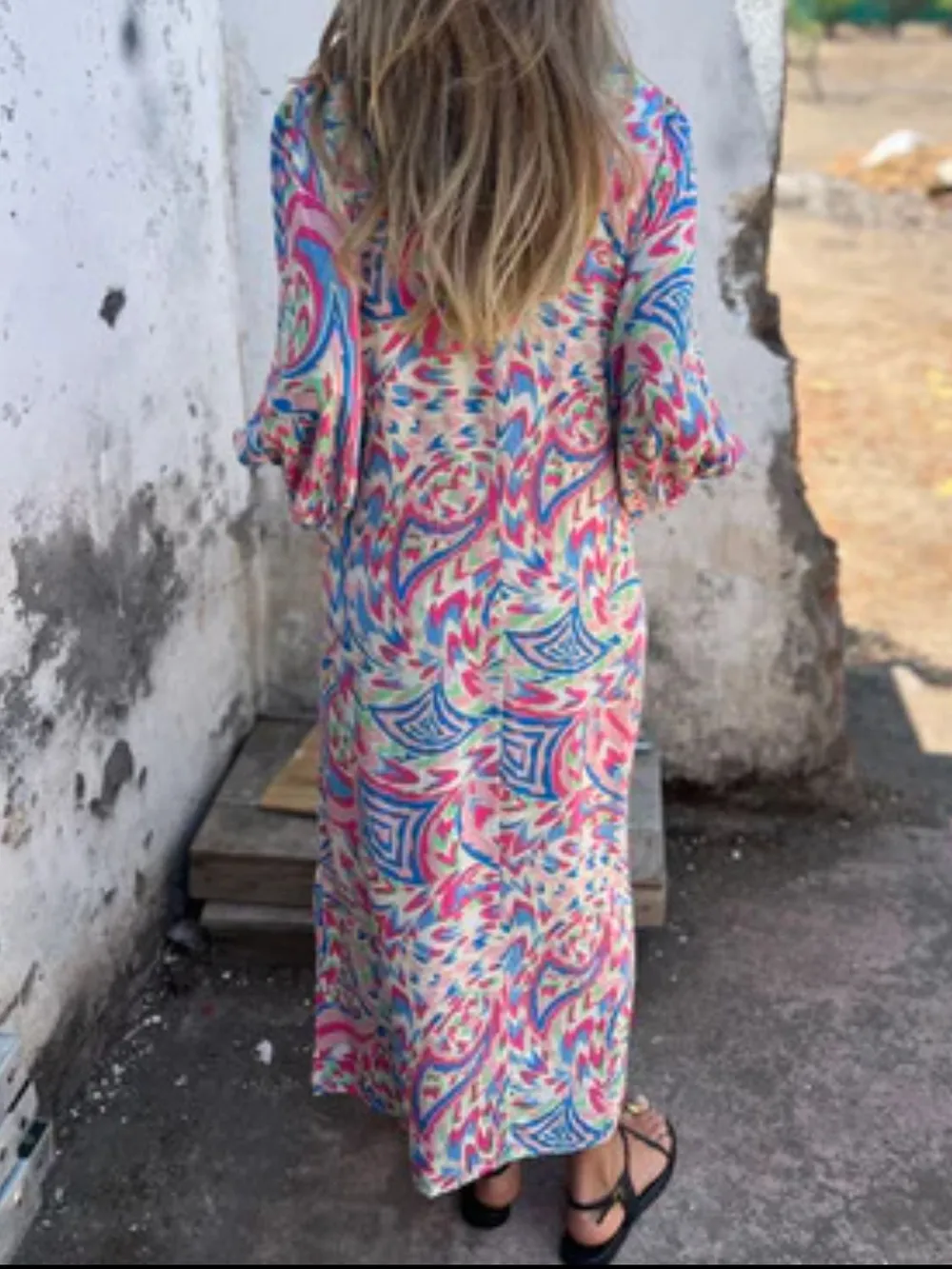 Full Size Printed V-Neck Dress with Pockets Plus Size, image 15