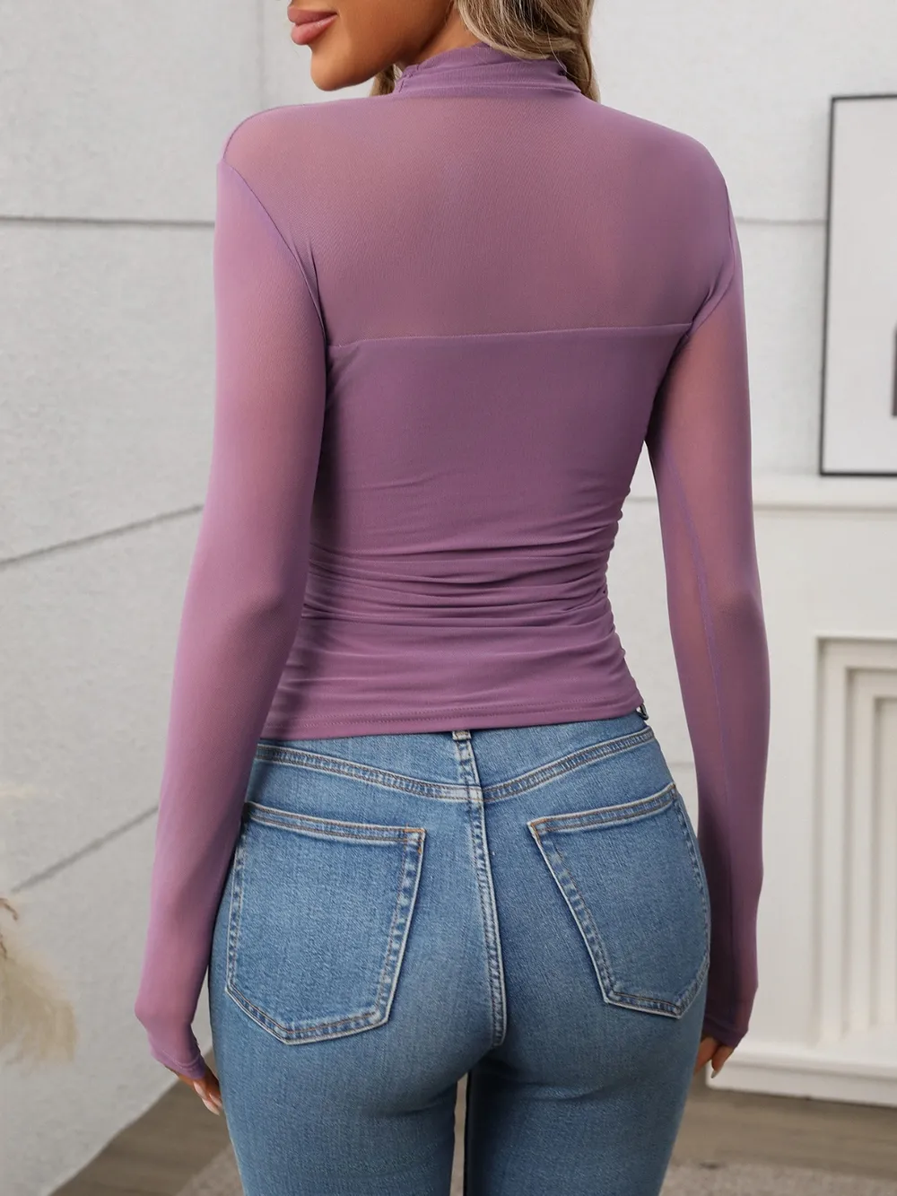 Mock Neck Long Sleeve Top, image 11