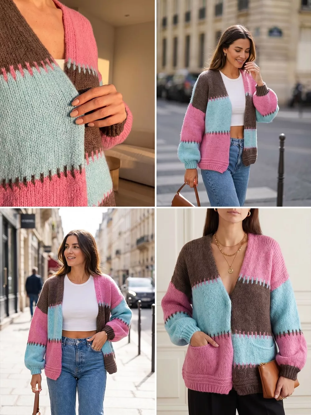 Color-Block V-Neck Cardigan, image 20