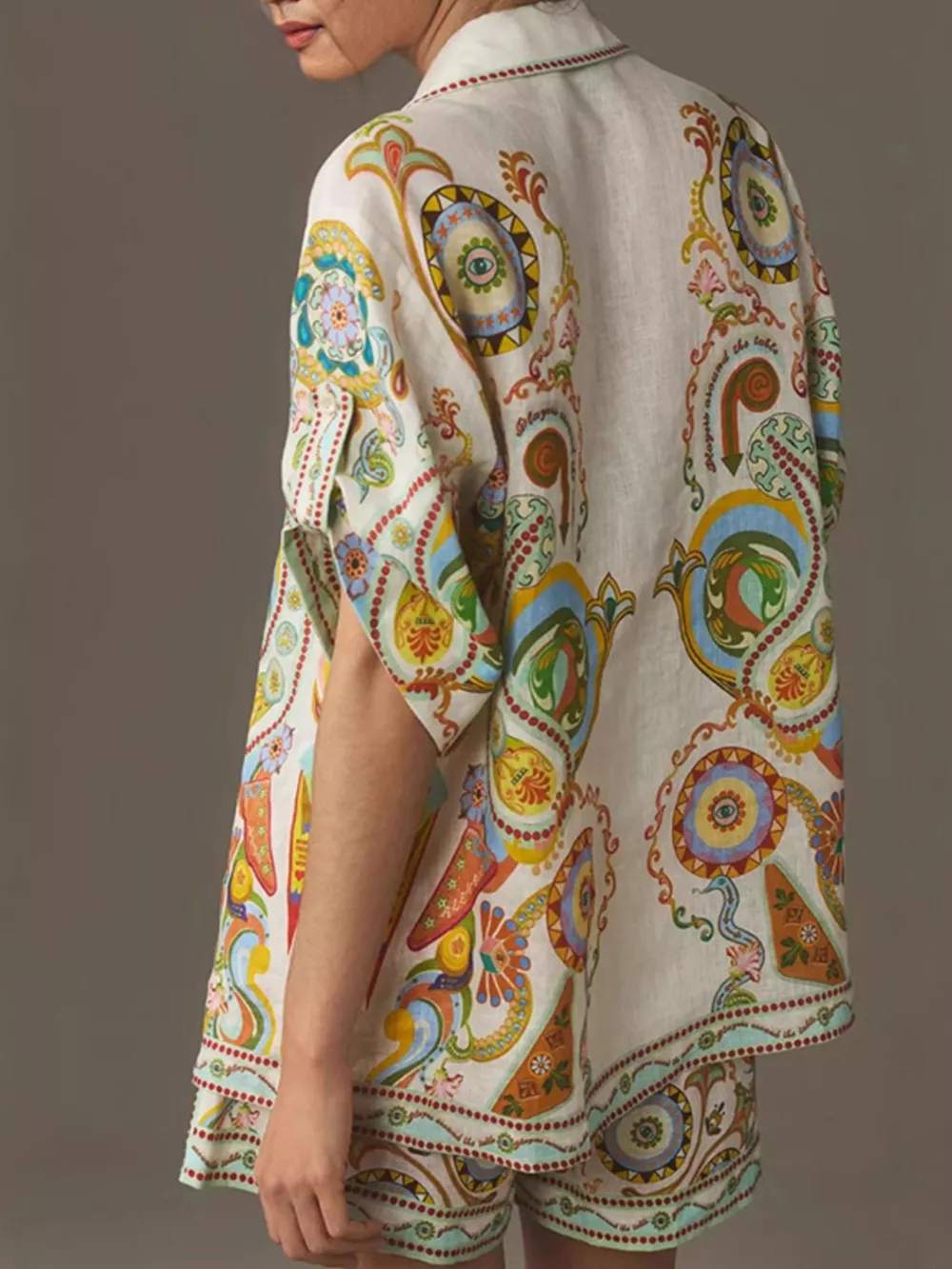 Printed Button Up Shirt and Shorts Set, image 4