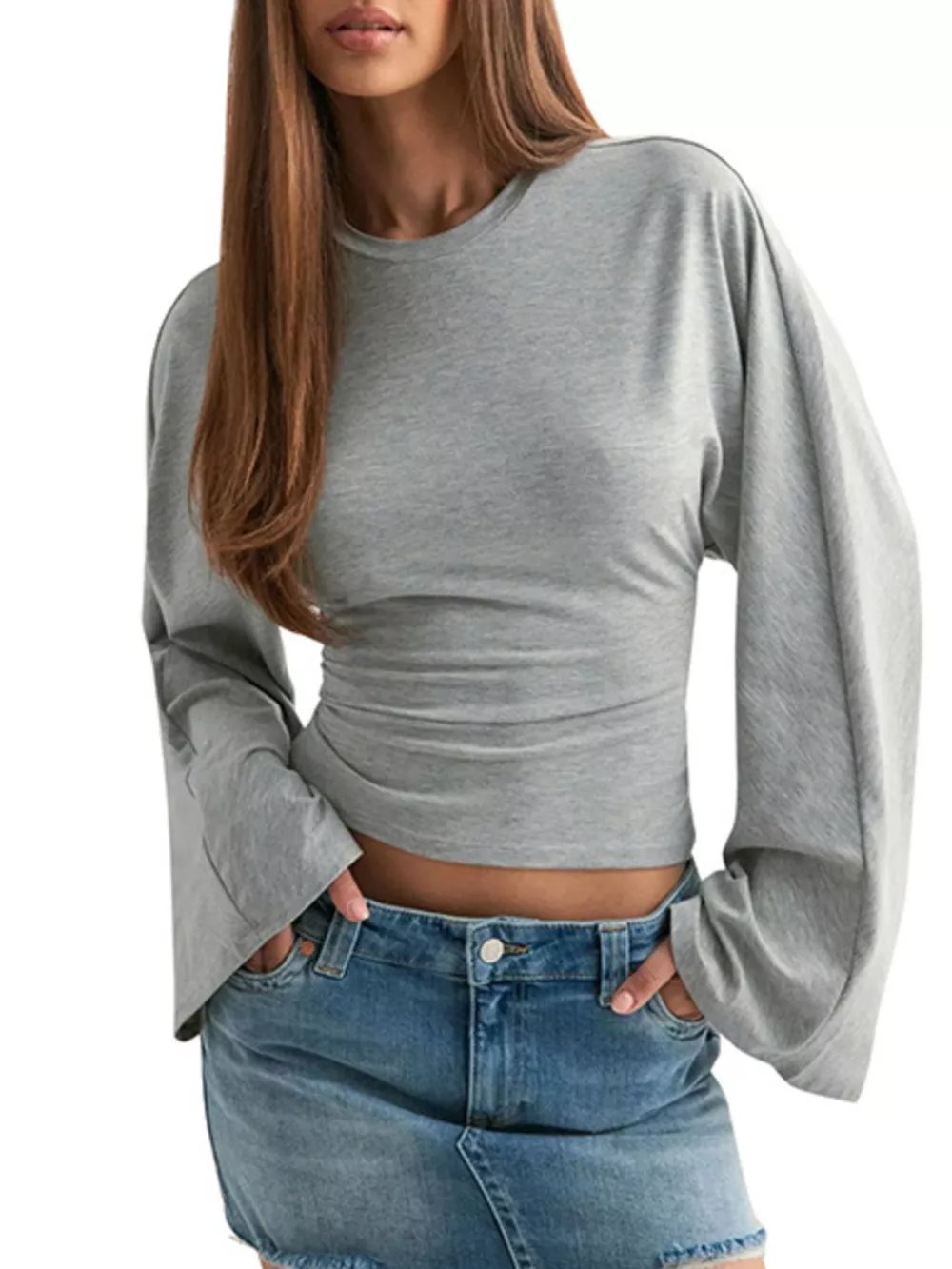 Full Size Long Sleeve Fitted T-Shirt Plus Size, image 11