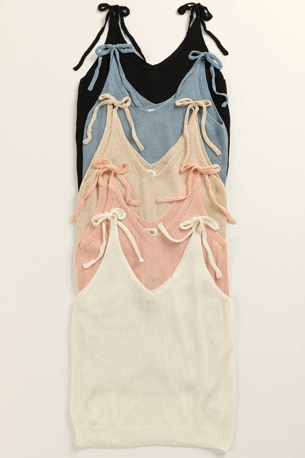 Tied Shoulder Solid Knit Top, image 2