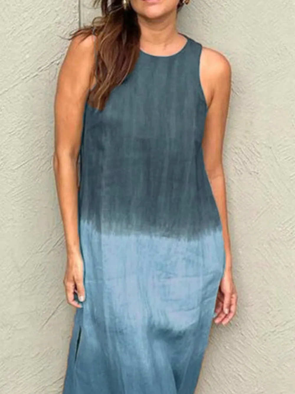 Full Size Sleeveless Gradient Tank Midi Dress Plus Size, image 8