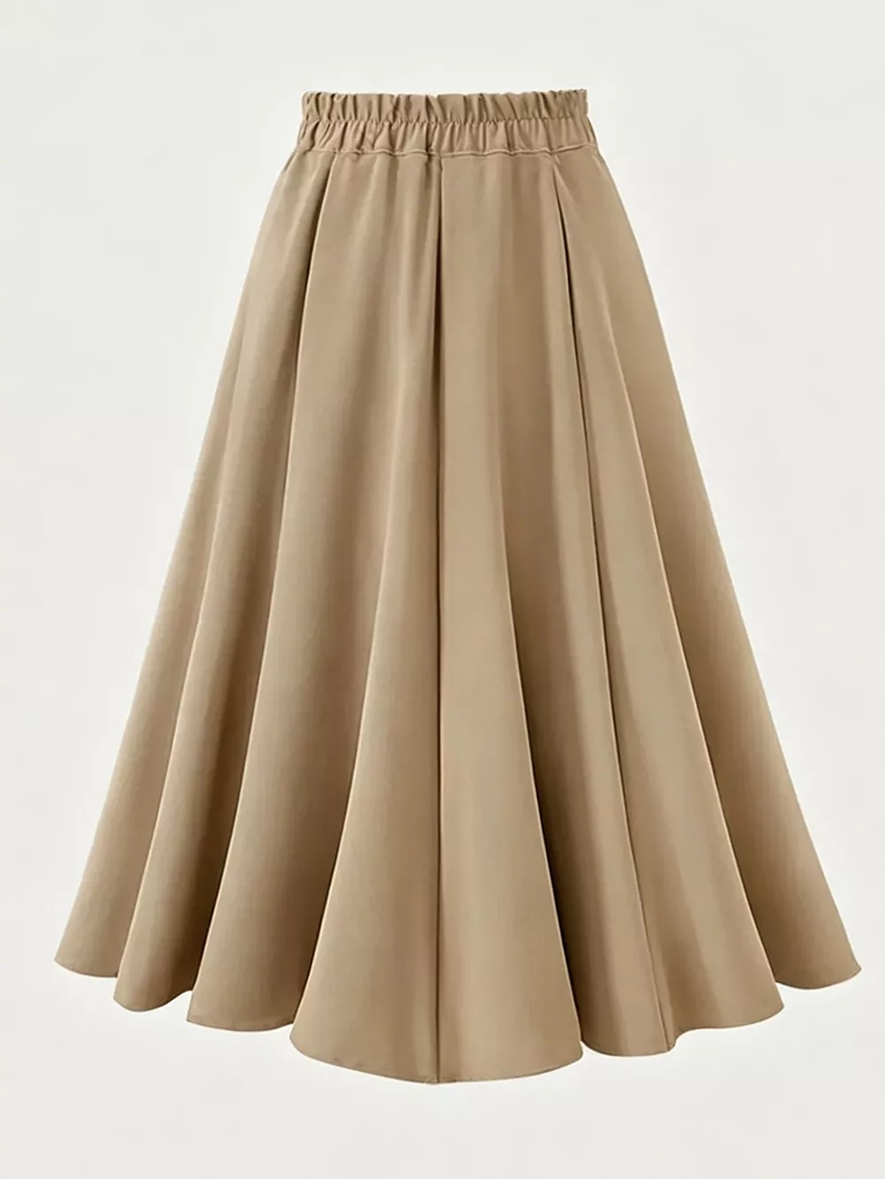 A-Line Midi Skirt with Elastic Waistband, image 6