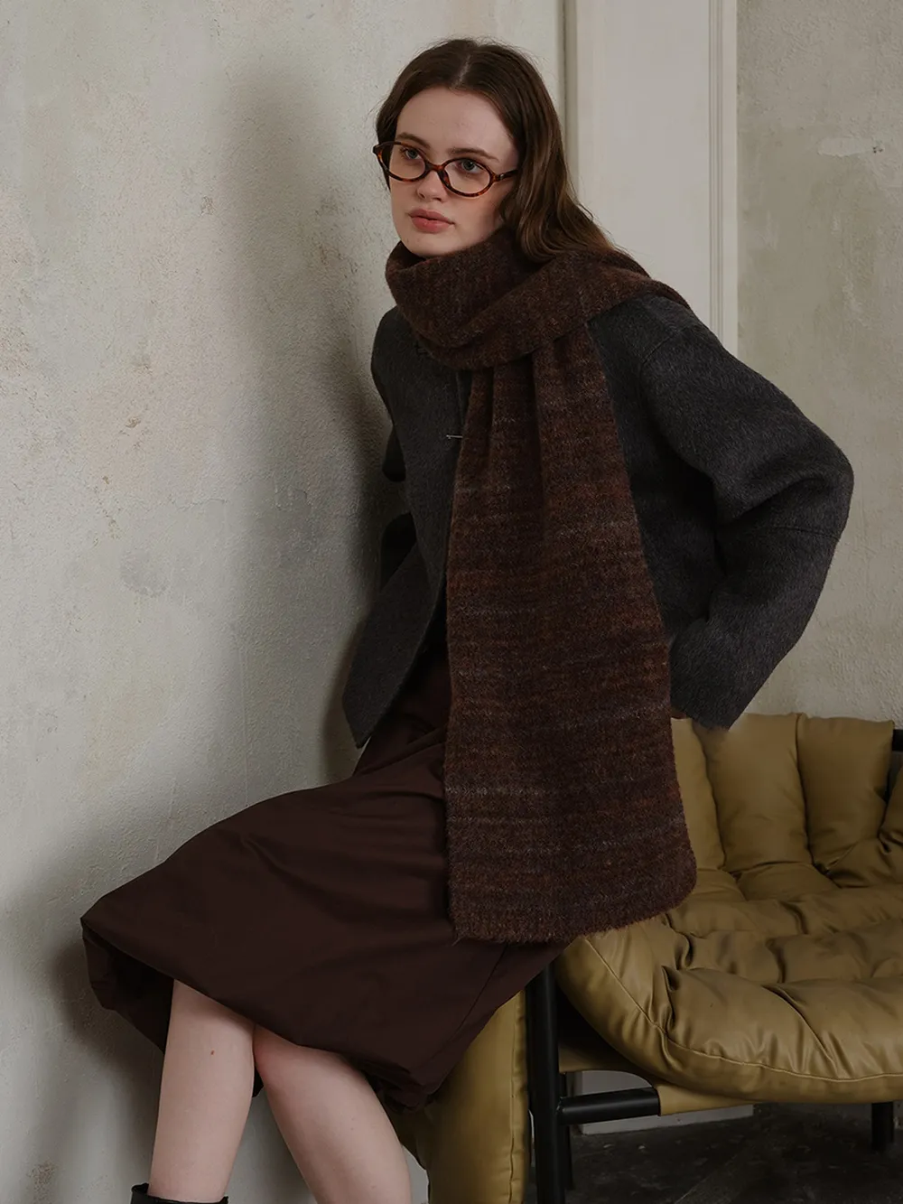 Striped Detail Knit Scarf, image 5