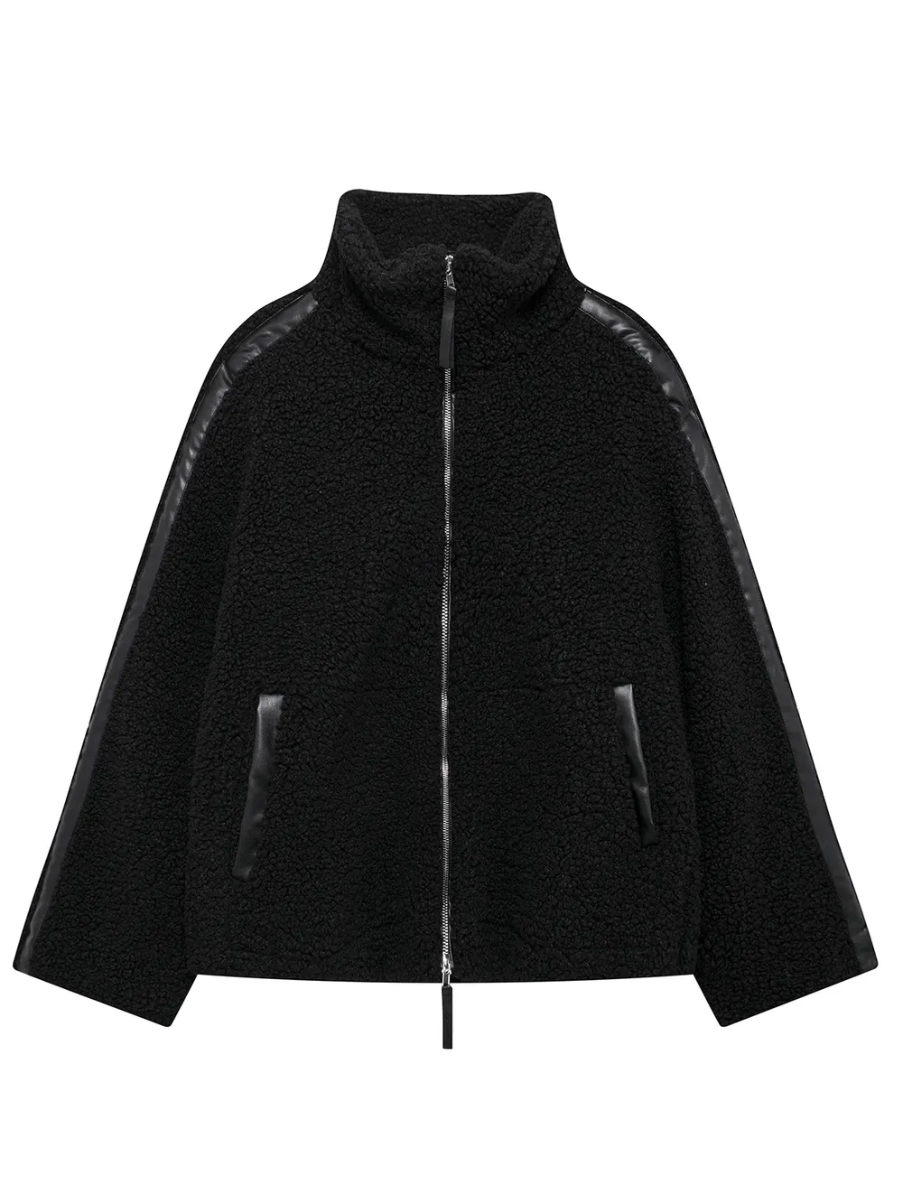 Zip Up Turtleneck Long Sleeve Plush Jacket, image 8