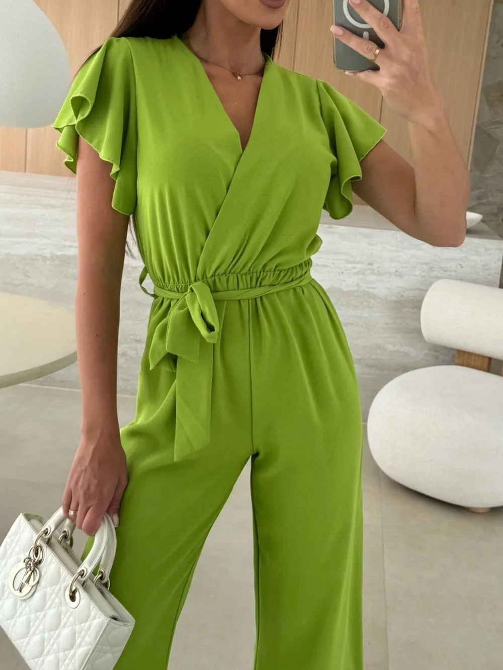 Surplice Wide Leg Belted Jumpsuit, image 5