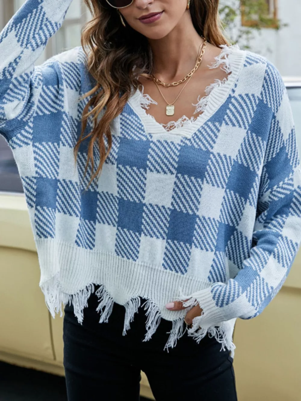 Frayed Hem Long Sleeve Sweater, image 13