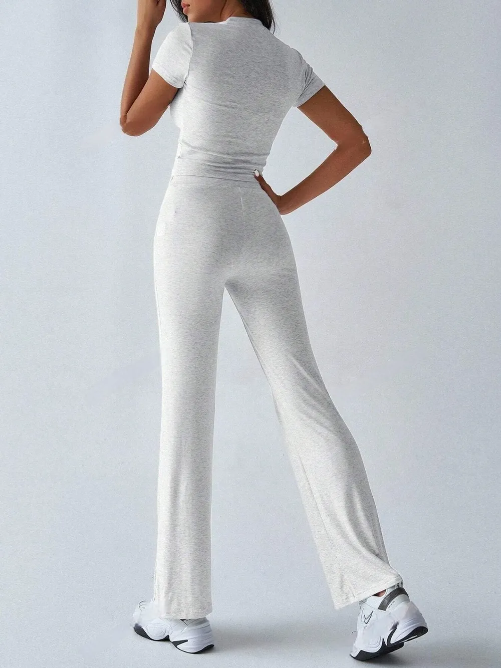 Round Neck Short Sleeve Top and Pants Set, image 7