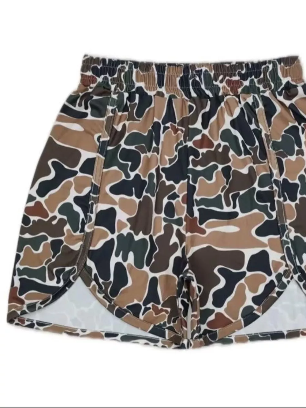 Camo Print Elastic Waist Shorts, image 2