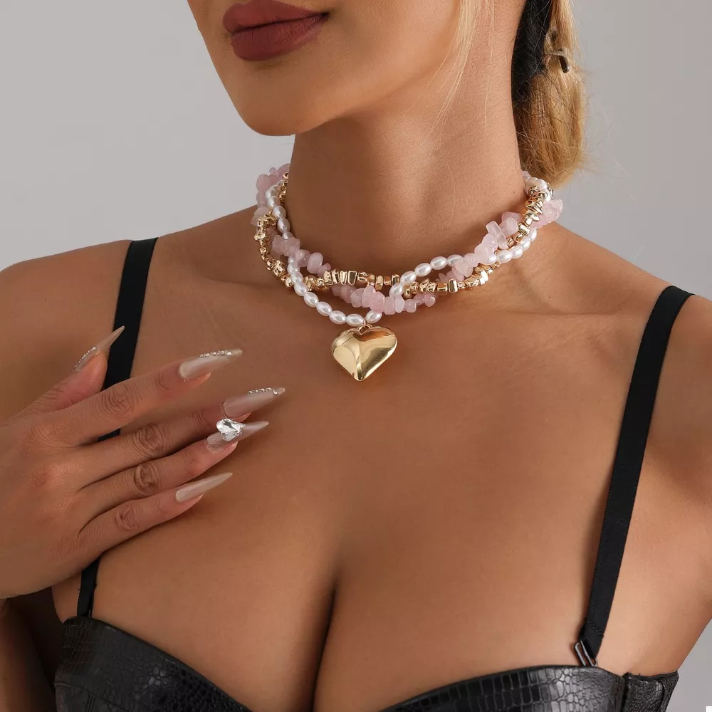 Three-Layered Heart Pendant Necklace, image 3
