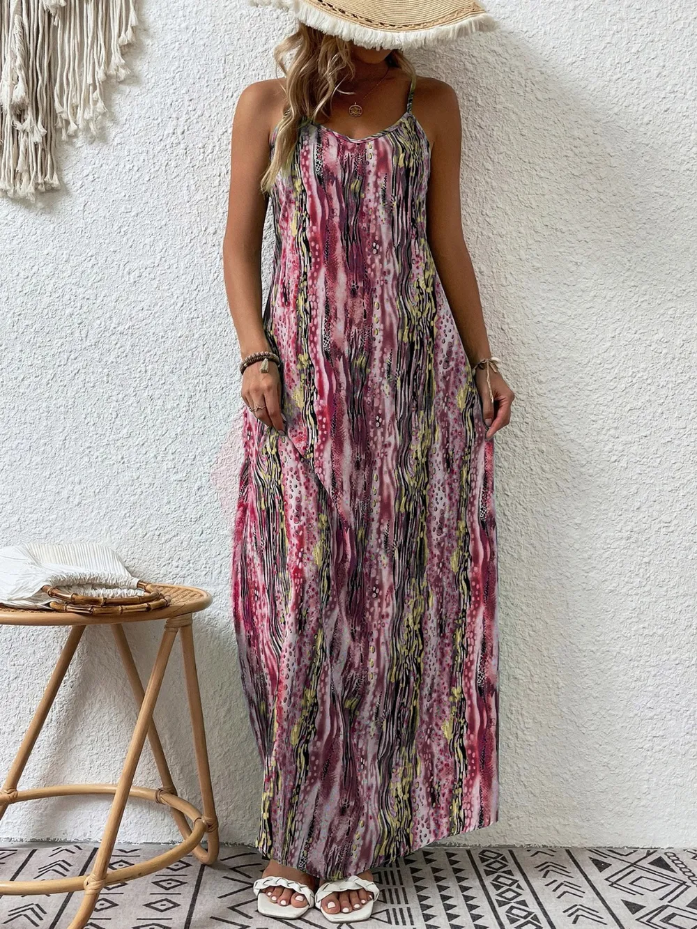 Full Size Printed Scoop Neck Maxi Cami Dress, image 7