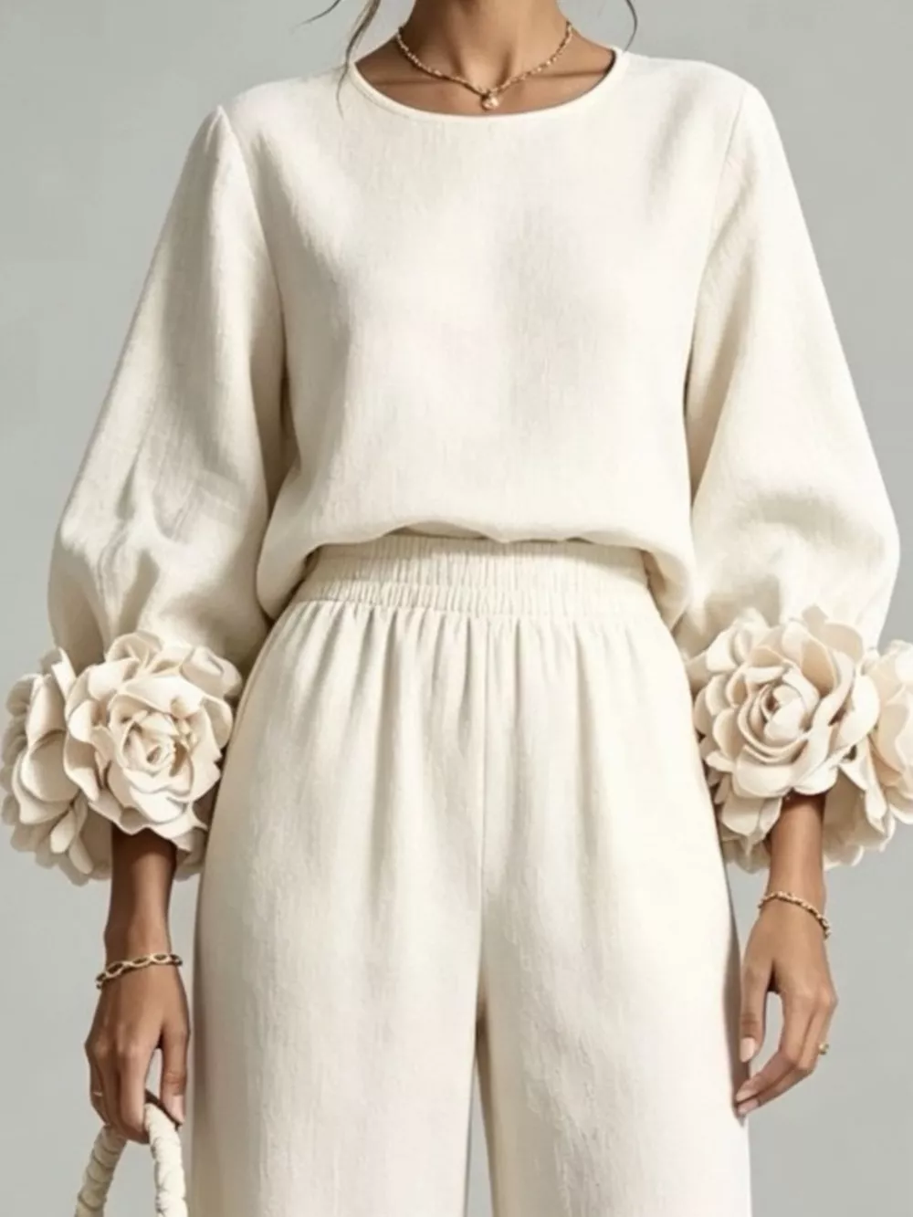 Full Size Floral Cuffs Top and Wide Leg Pants Set Plus Size, image 12