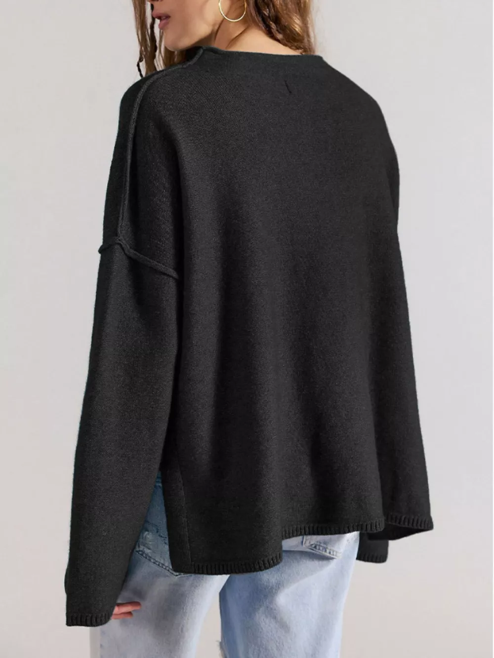 Exposed Seam Mock Neck Knit Top, image 9
