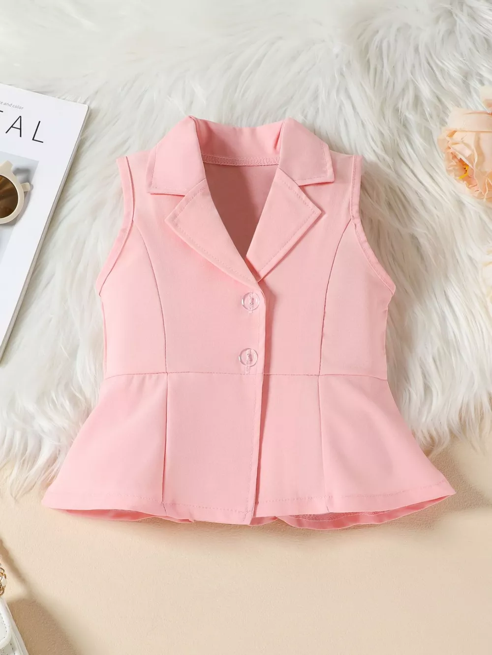 Sleeveless Blazer & Flare Pants Set, image 3