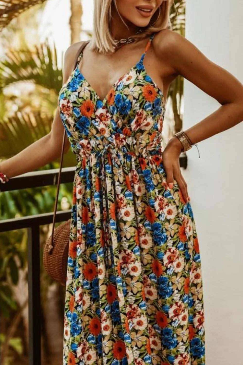 Printed Spaghetti Strap Maxi Dress, image 8