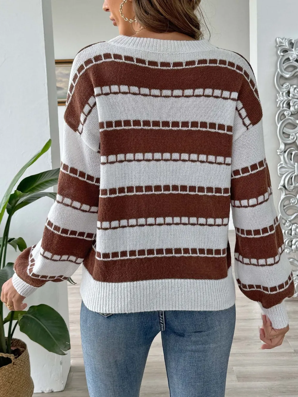 Heart Round Neck Long Sleeve Sweater, image 8