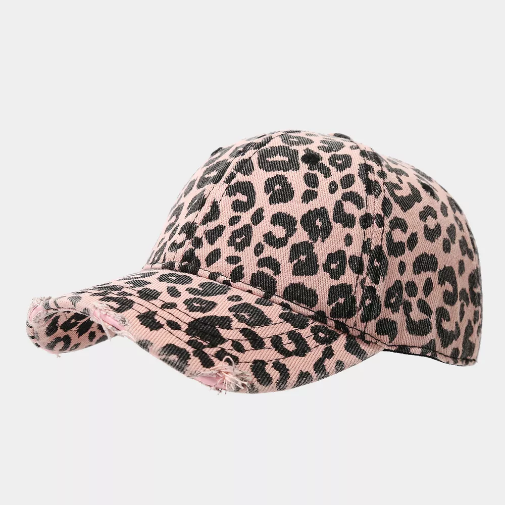 Distressed Leopard Print Cotton Baseball Cap, image 4