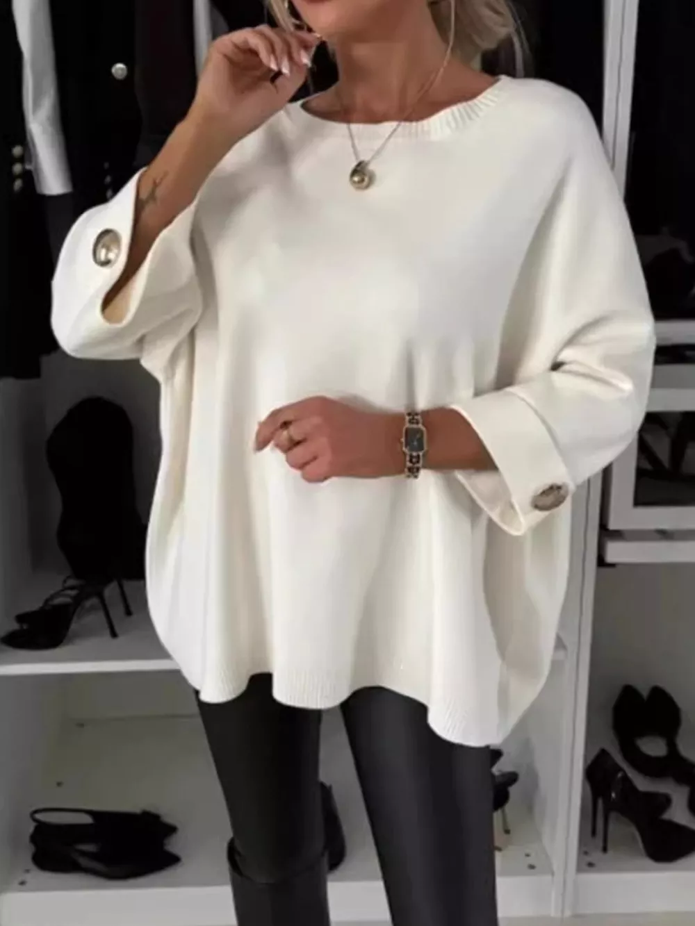 Full Size Round Neck Drop Shoulder Top with Ribbed Trim Plus Size, image 4