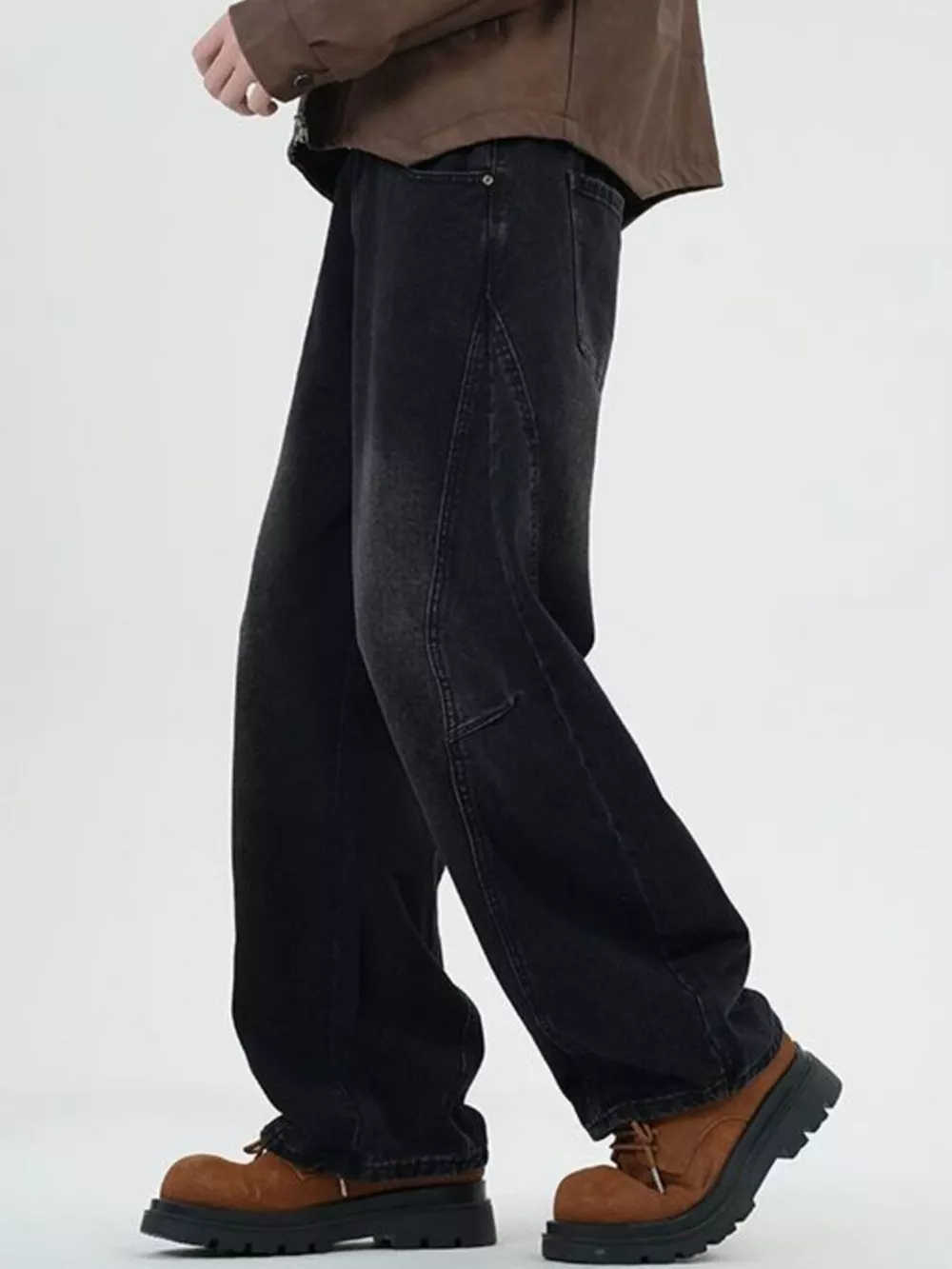 Men's Full Size Washed Wide Leg Jeans Plus Size, image 4