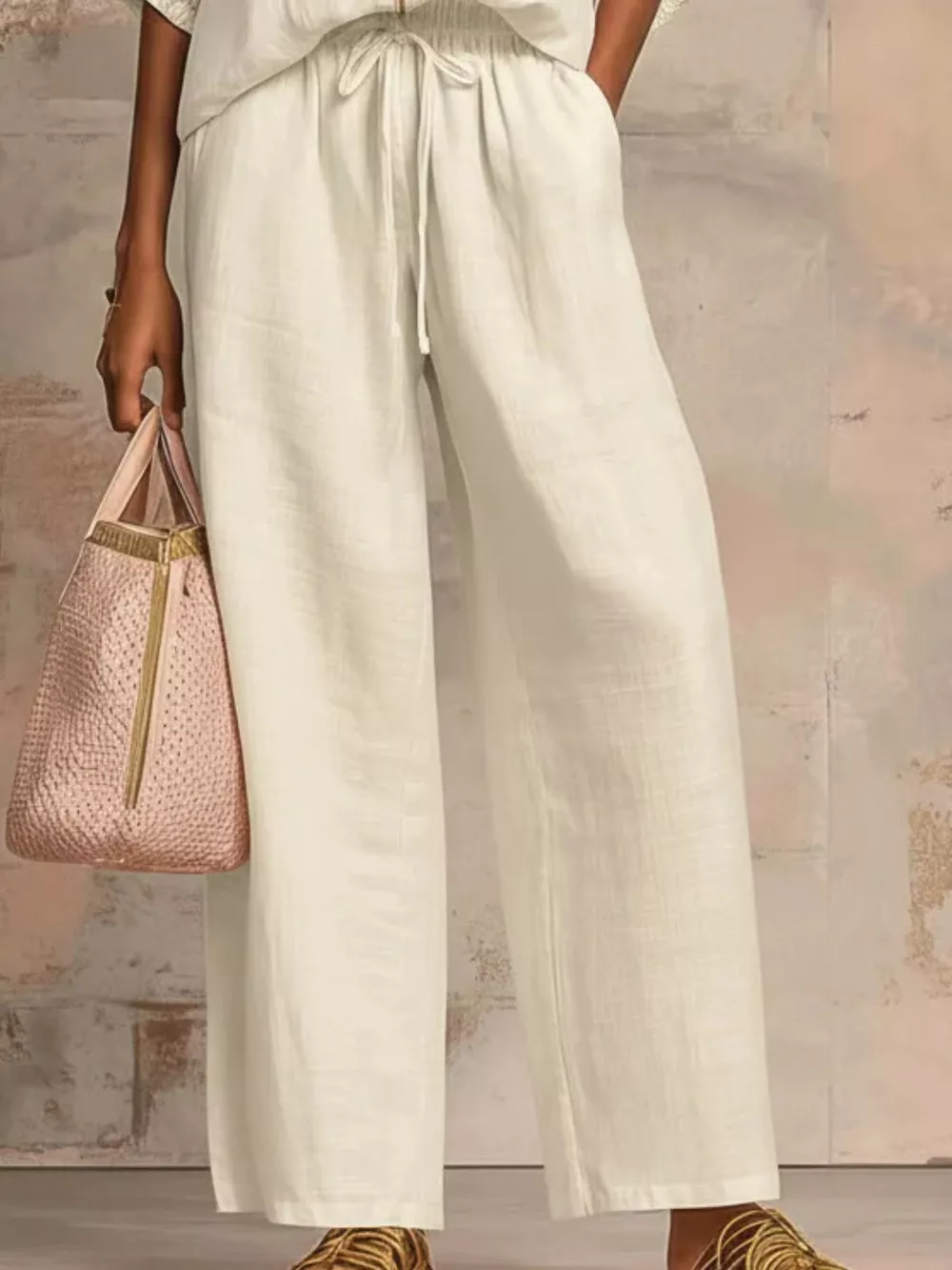 Full Size Zip-Front Top and Wide-Leg Pants Set Plus Size, image 3