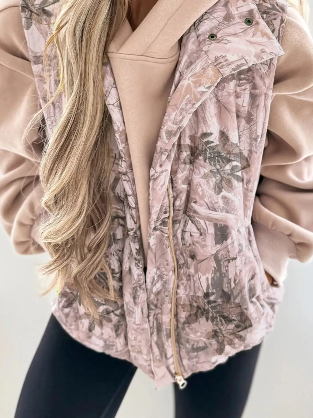 Lightweight Leaf Print Vest Coat, image 2