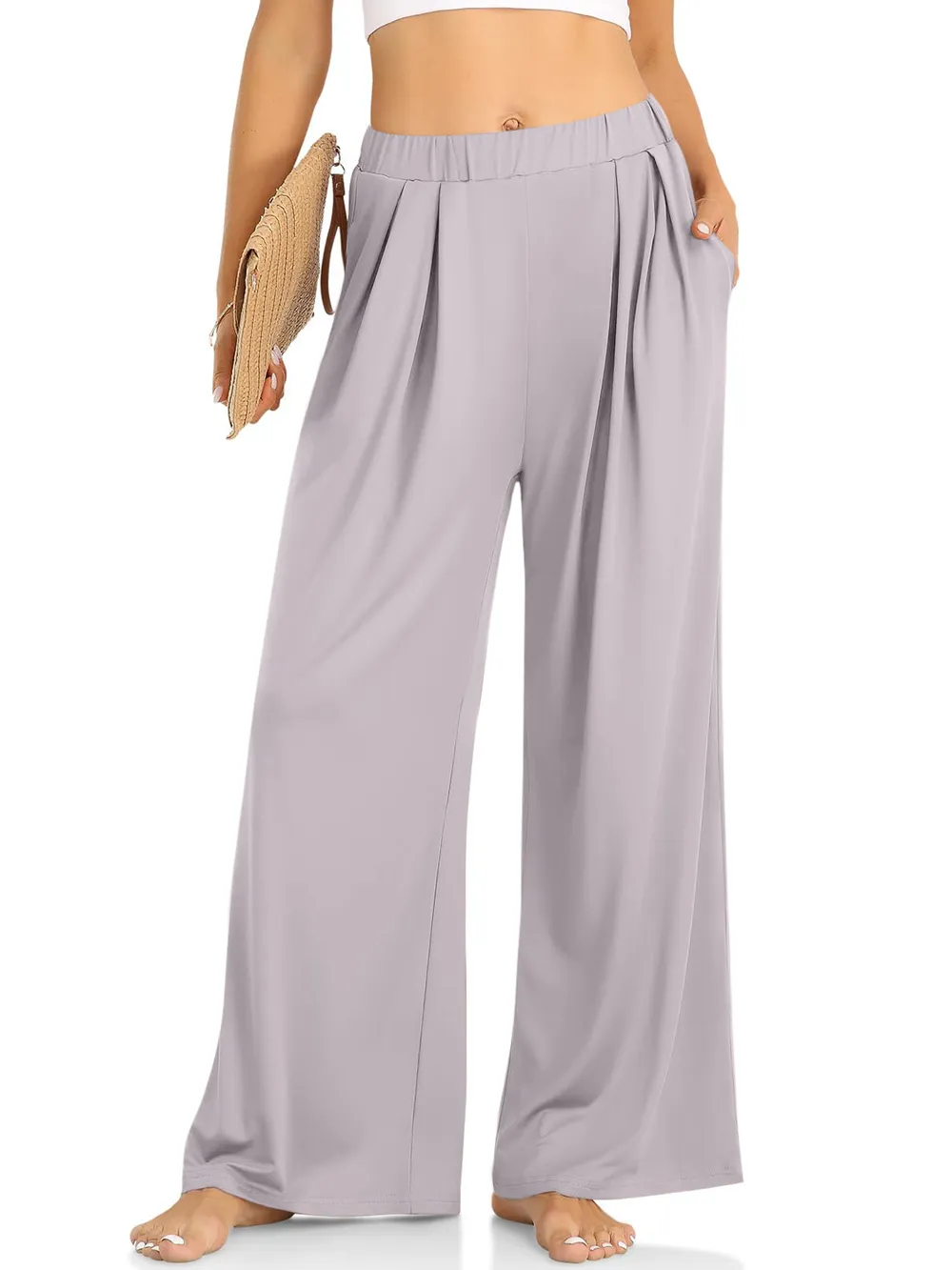 Elastic Waist Wide Leg Pants, image 11