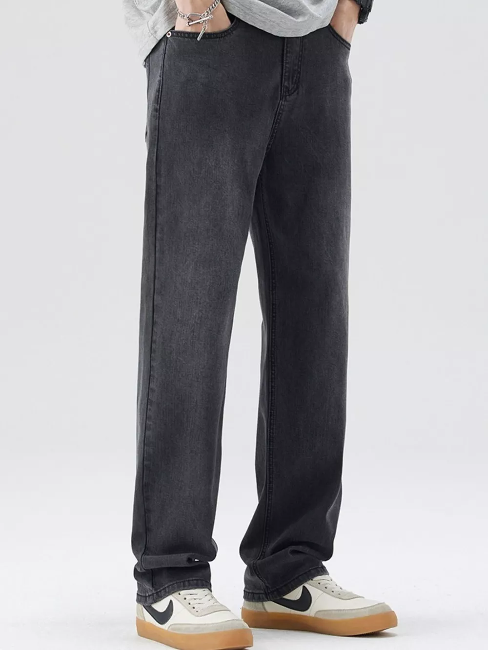 Men's Wide Leg Jeans with Pockets, image 2